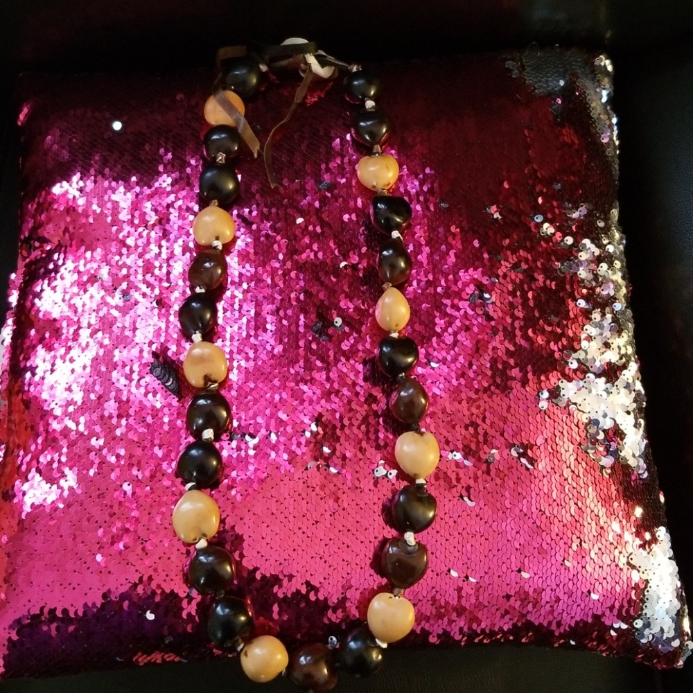 Brown and black extra long necklace